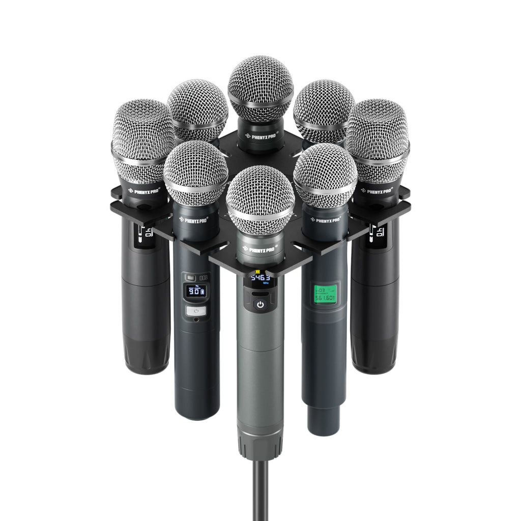 MA-H1 | 8-Slot Multi-Microphone Holder for wired & Wireless Mic